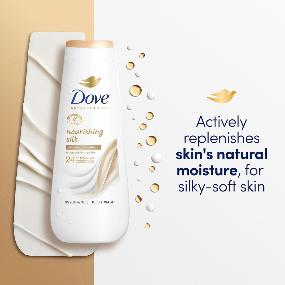 Dove Advanced Care Nourishing Silk Body Wash 400ml 3 Pack Image 5
