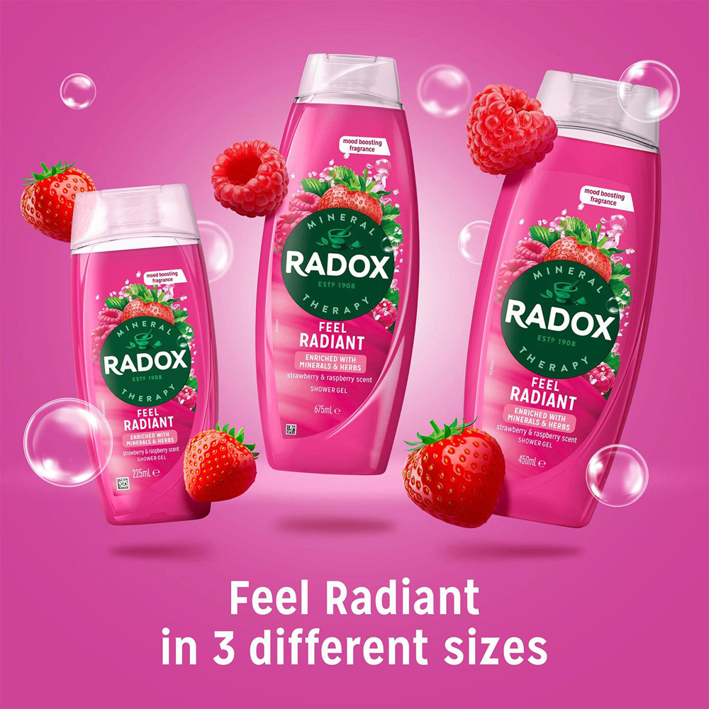 Radox Mineral Therapy Feel Radiant Strawberry and Raspberry Revitalising Shower Gel 675ml 6 Pack Image 5