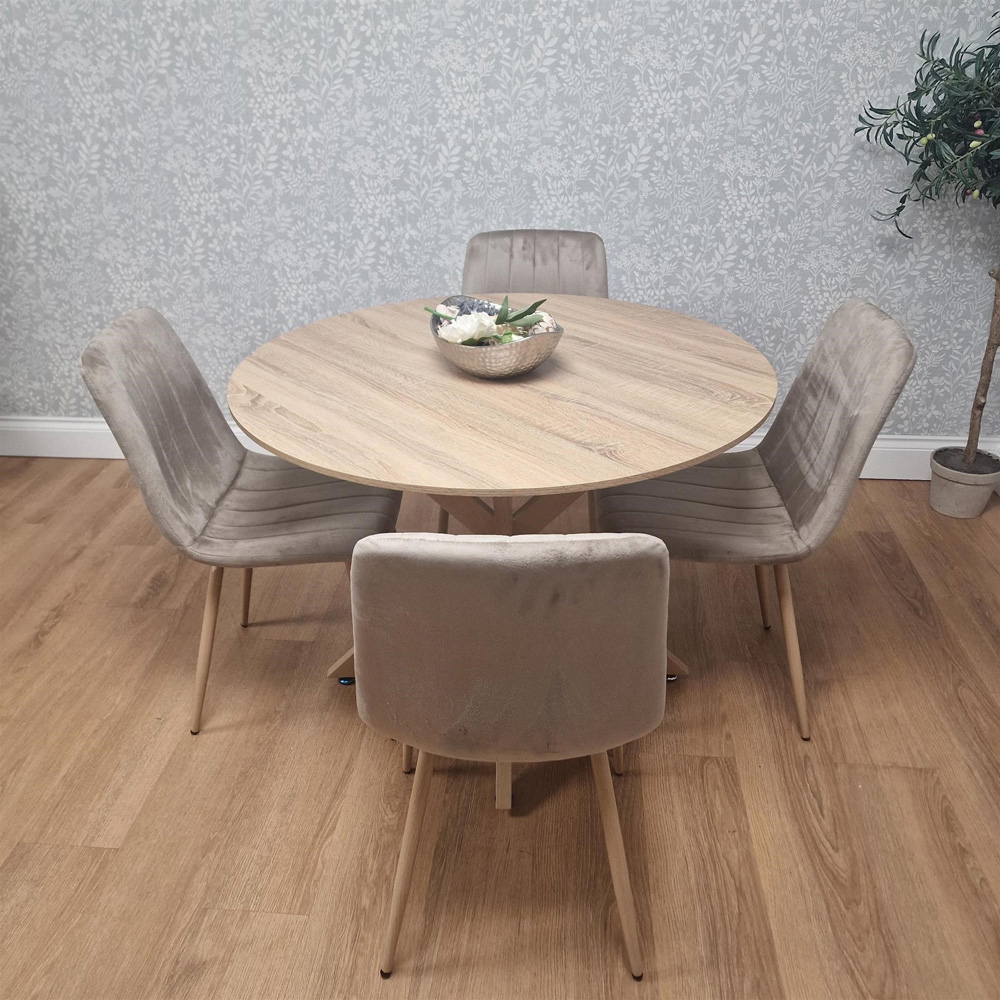 Kosy Koala 4 Seater Wood Effect Round Dining Set Beige Image 6