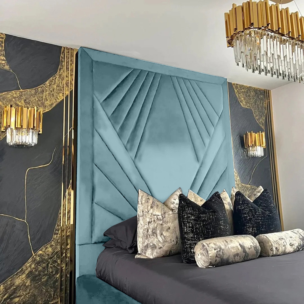 Eleganza Home Solia Double Duck Egg Plush Velvet Bed Frame with Headboard Image 4