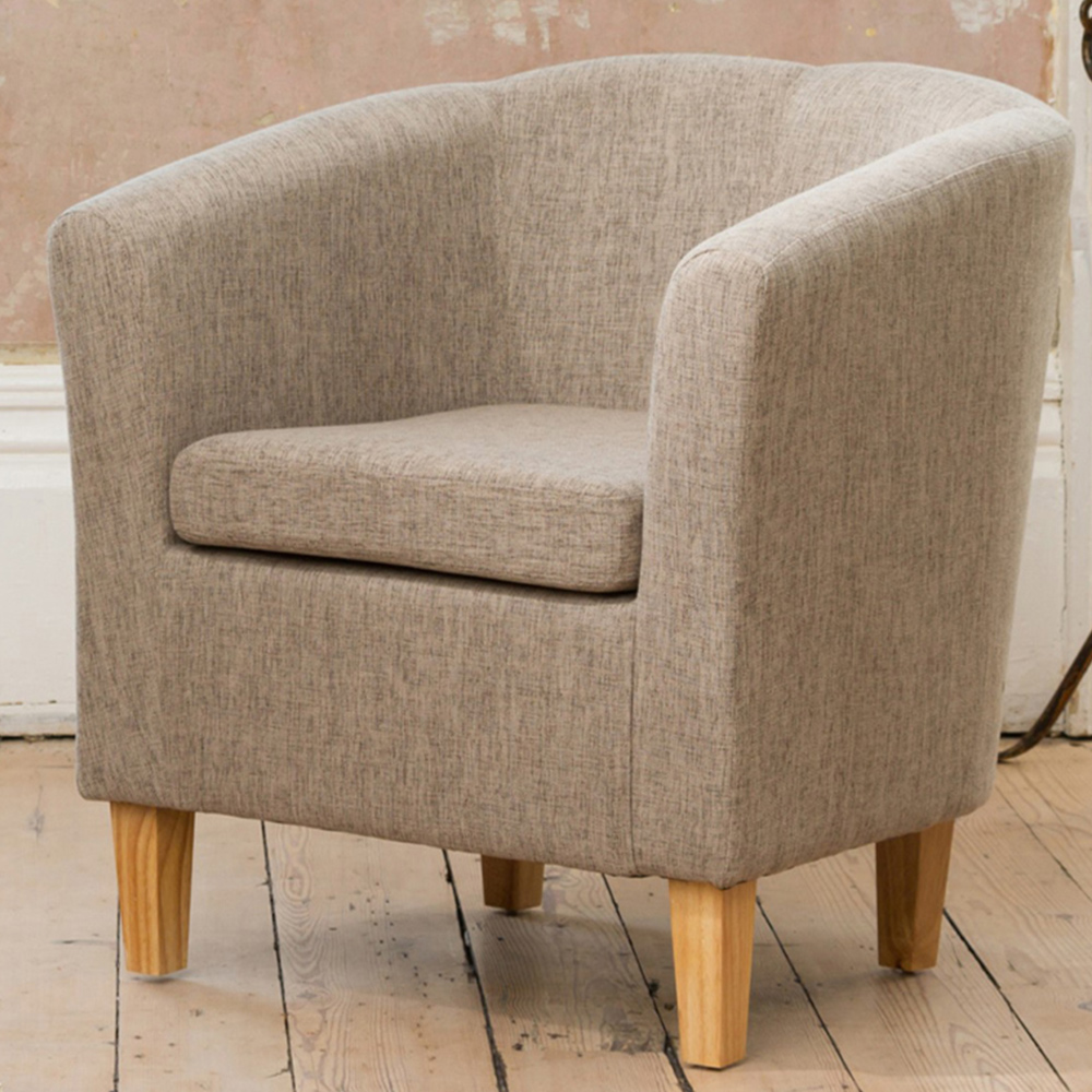 Artemis Home Alderwood Light Brown Hessian Tub Chair Image 1