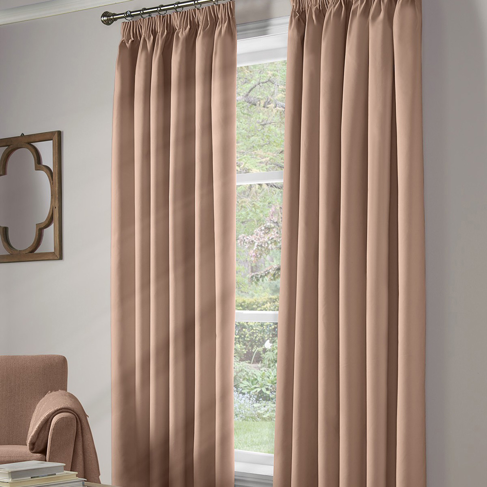 Alan Symonds Essential Pink Plain Pencil Pleat Taped Top Curtains 167 x 228cm Image 1