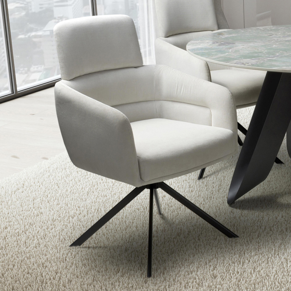 Polaris Set of 2 Corduroy White Swivel Chair Image 1