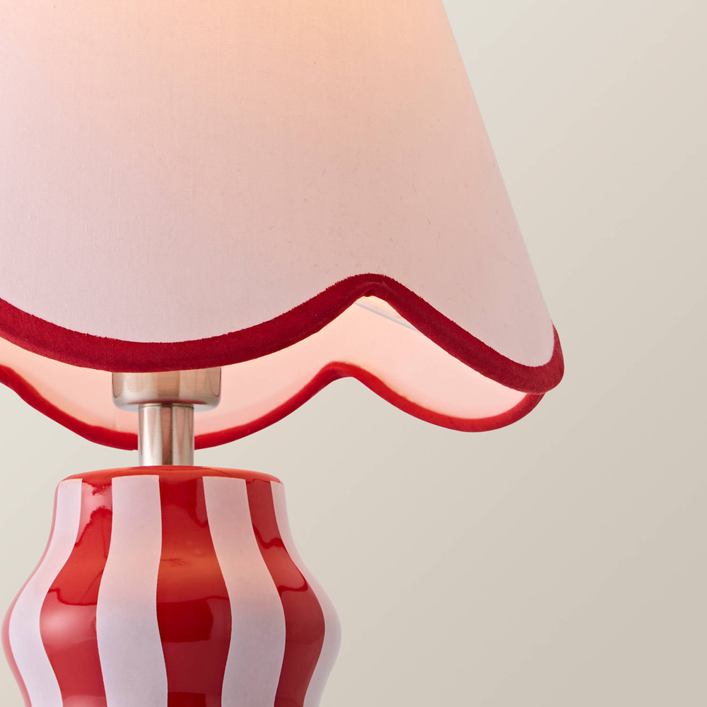 ValueLights Everie Green Stripe Scallop Shade Table Lamp with Bulb Image 4