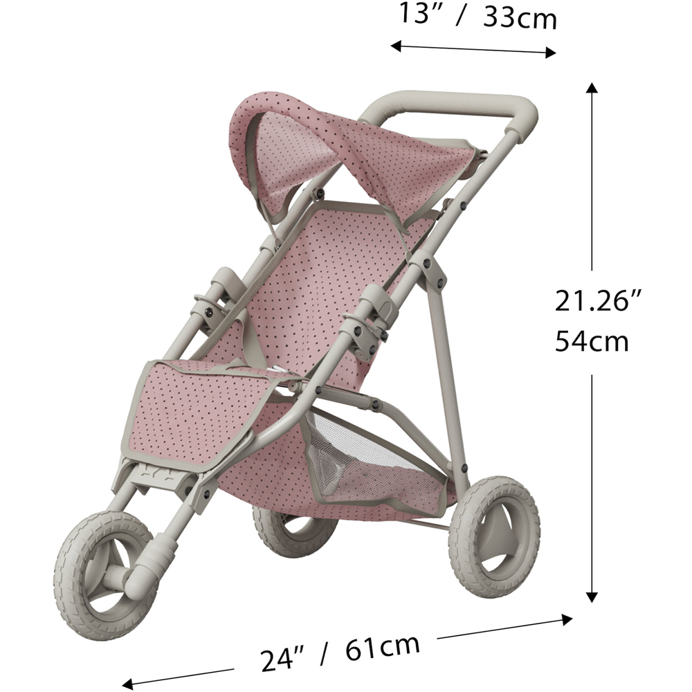 Teamson Kids Olivia's Little World Pink and Grey Polka Dots Princess Baby Doll Jogging Stroller Image 8