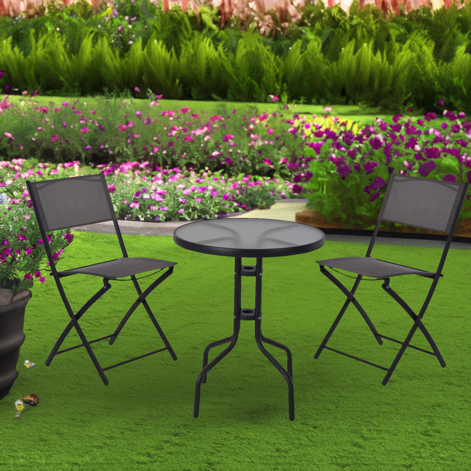 3 Piece Anthracite Garden Furniture Set Wilko