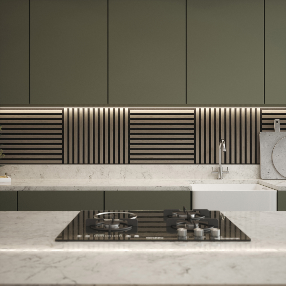 Tuscan Smoked Grey PVC Wrapped Acoustic Wall Tile 55.3 x 55.3cm 4 Pack Image 7