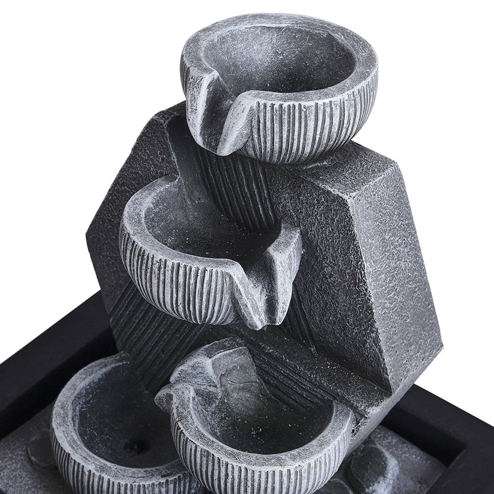 Living and Home 3-Tier LED Imitation Rock Resin Tabletop Water Fountain Image 4