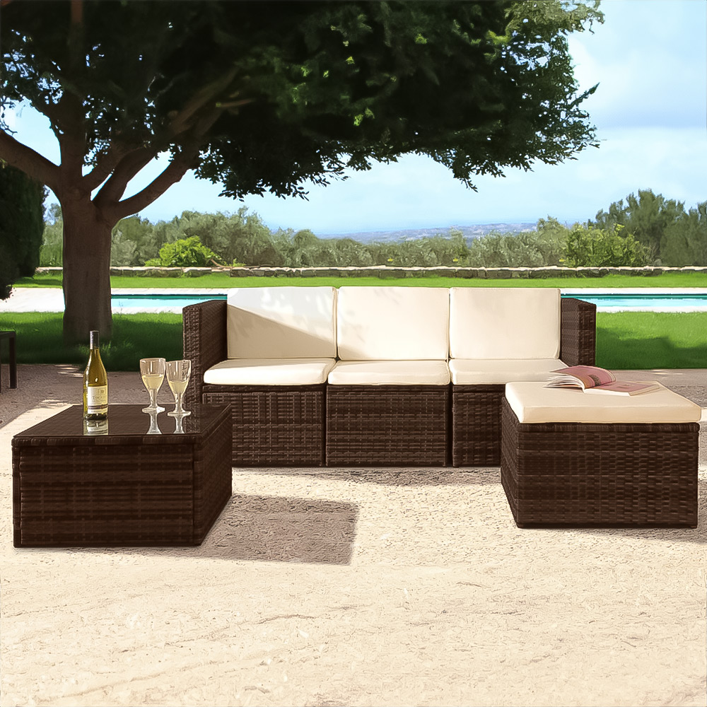 Brooklyn 3 Seater Brown Rattan Garden Sofa Set with Cover Image 1