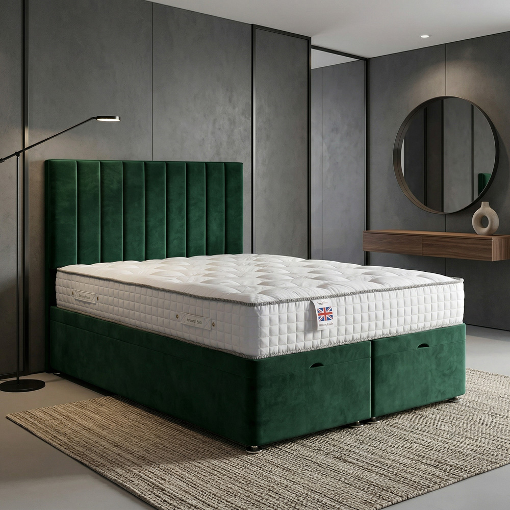 DS Living Aether Single Green Plush Velvet Divan Bed Image 4