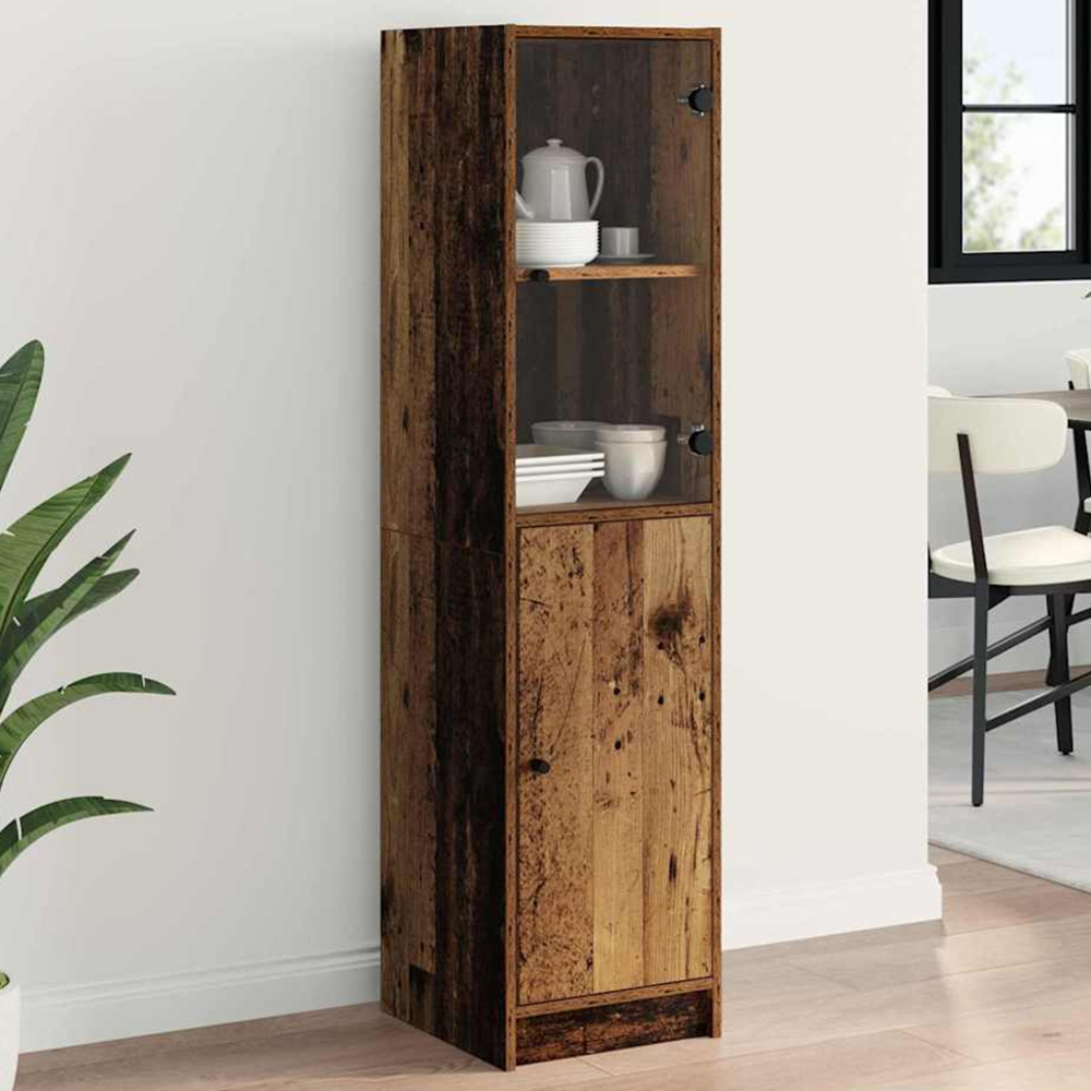 vidaXL 2 Door Old Wood Tall Slim Highboard Image 1