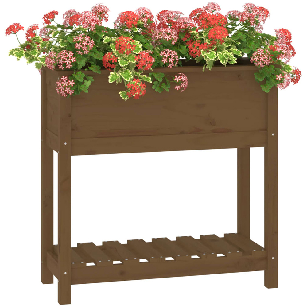 vidaXL Single Shelf Brown Solid Pine Wood Garden Planter 82.5 x 34.5 x 81cm Image 3