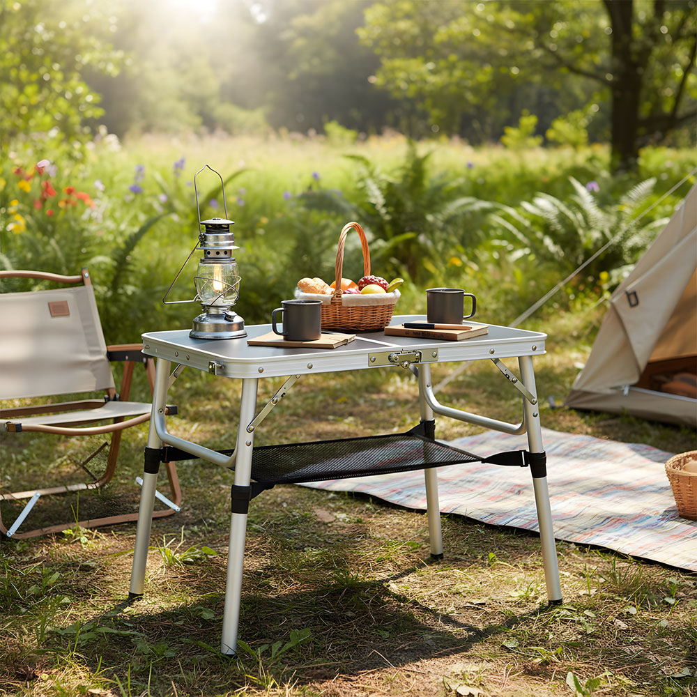 Living and Home 2ft Black Tri-Fold Aluminium Alloy Camping Table Image 7