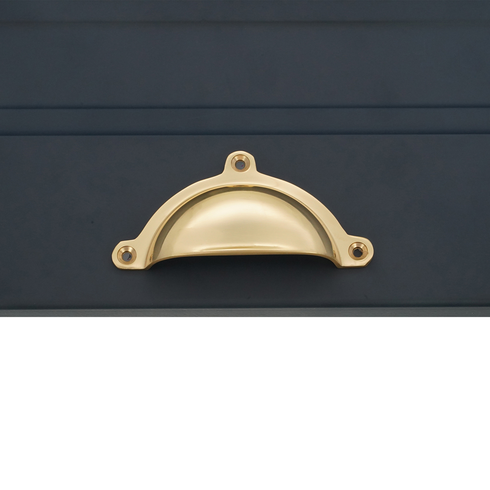 Spira Brass Cottage Polished Brass Cup Pull Drawer Handle Image 2