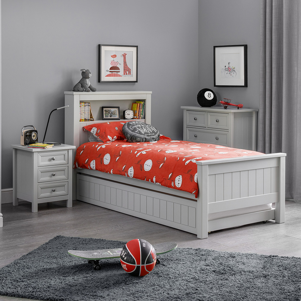Julian Bowen Maine Dove Grey Bookcase Bed with Underbed Image 8