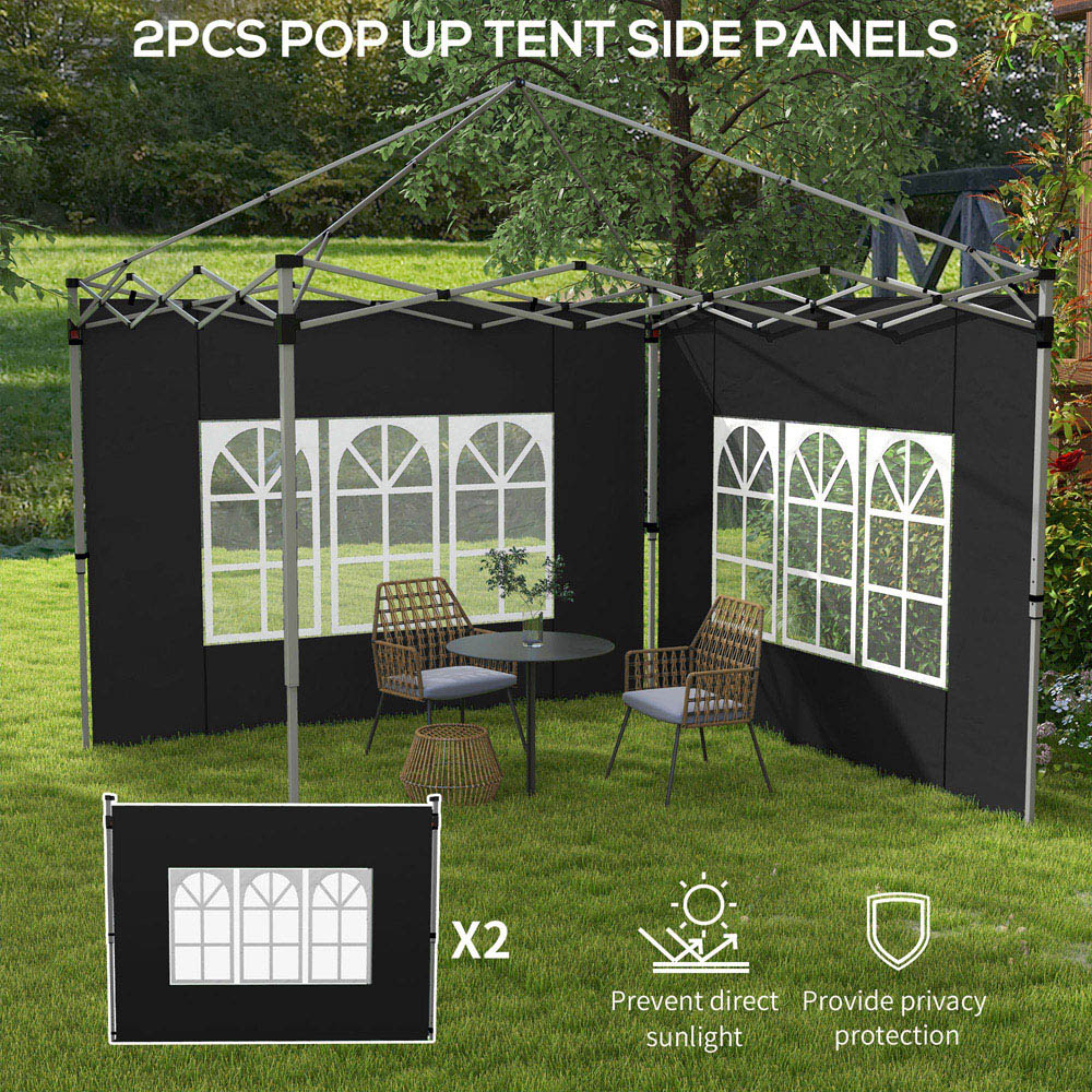 Outsunny Black Replacement Gazebo Side Panel with Window 2 Pack Image 4