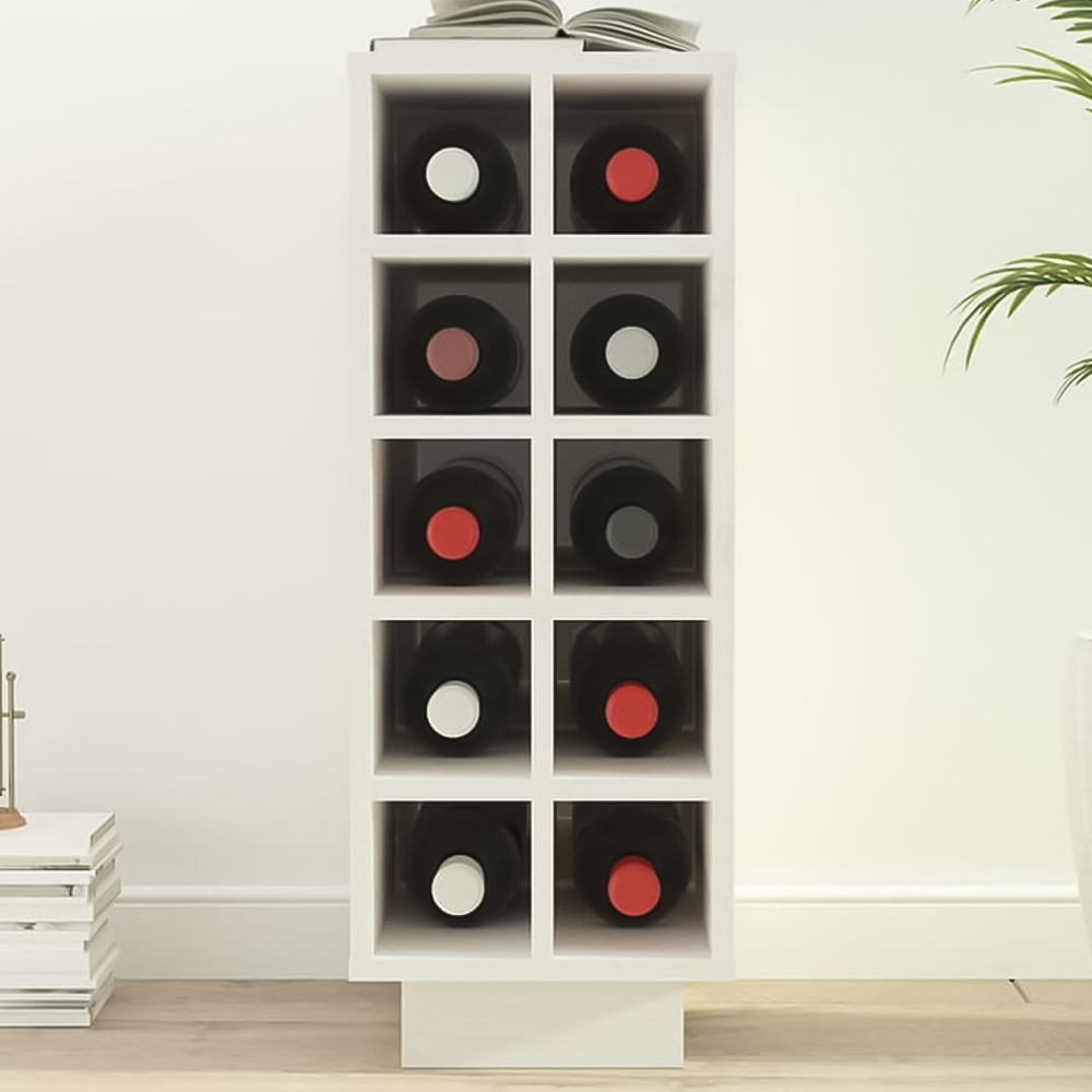 vidaXL 10 Bottle White Freestanding Wine Cabinet Image 1