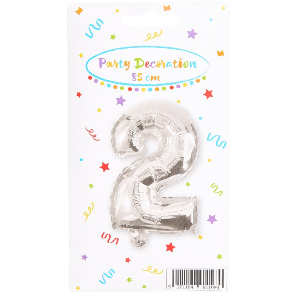 Super Shape Silver Number Balloon Silver 2 Image
