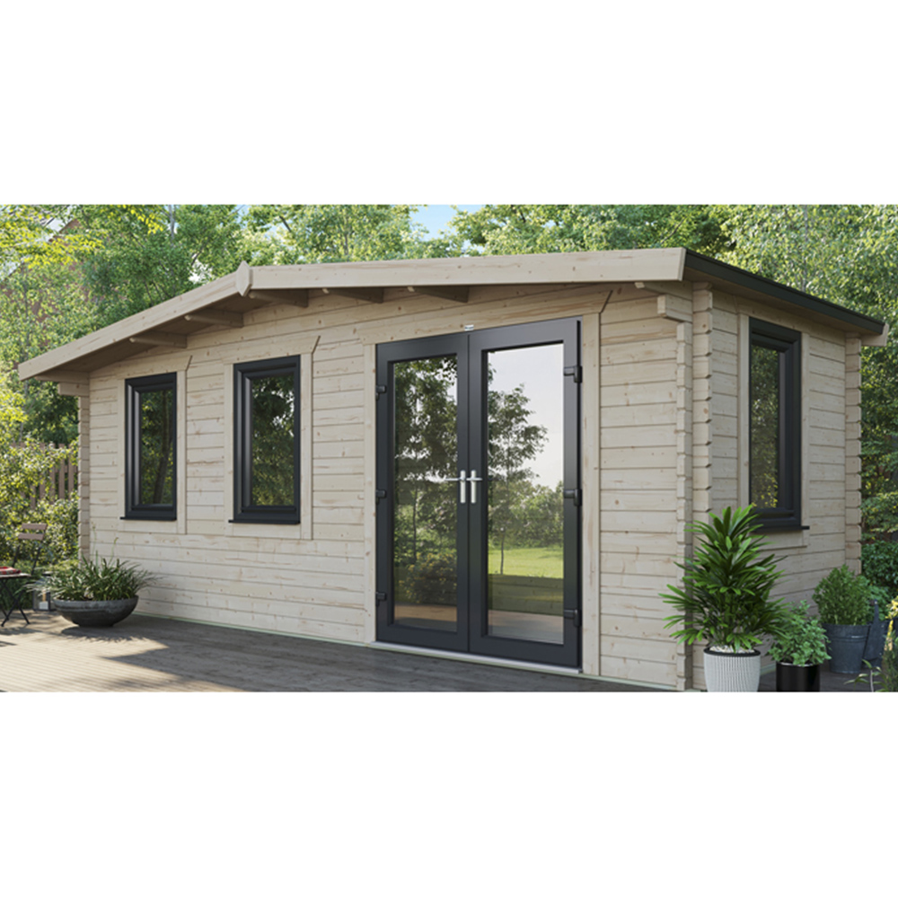 Power Sheds 8 x 20ft Right Double Door Chalet Log Cabin Image 9