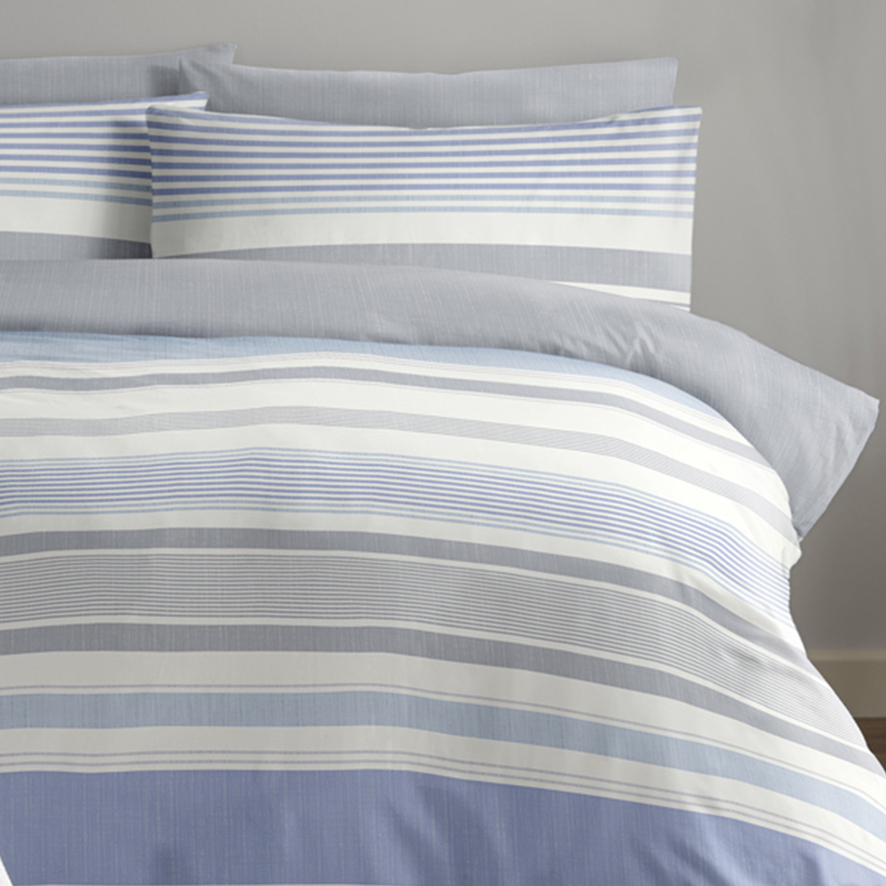 Bellissimo Chambray Double Grey Stripe Duvet Set Image 2