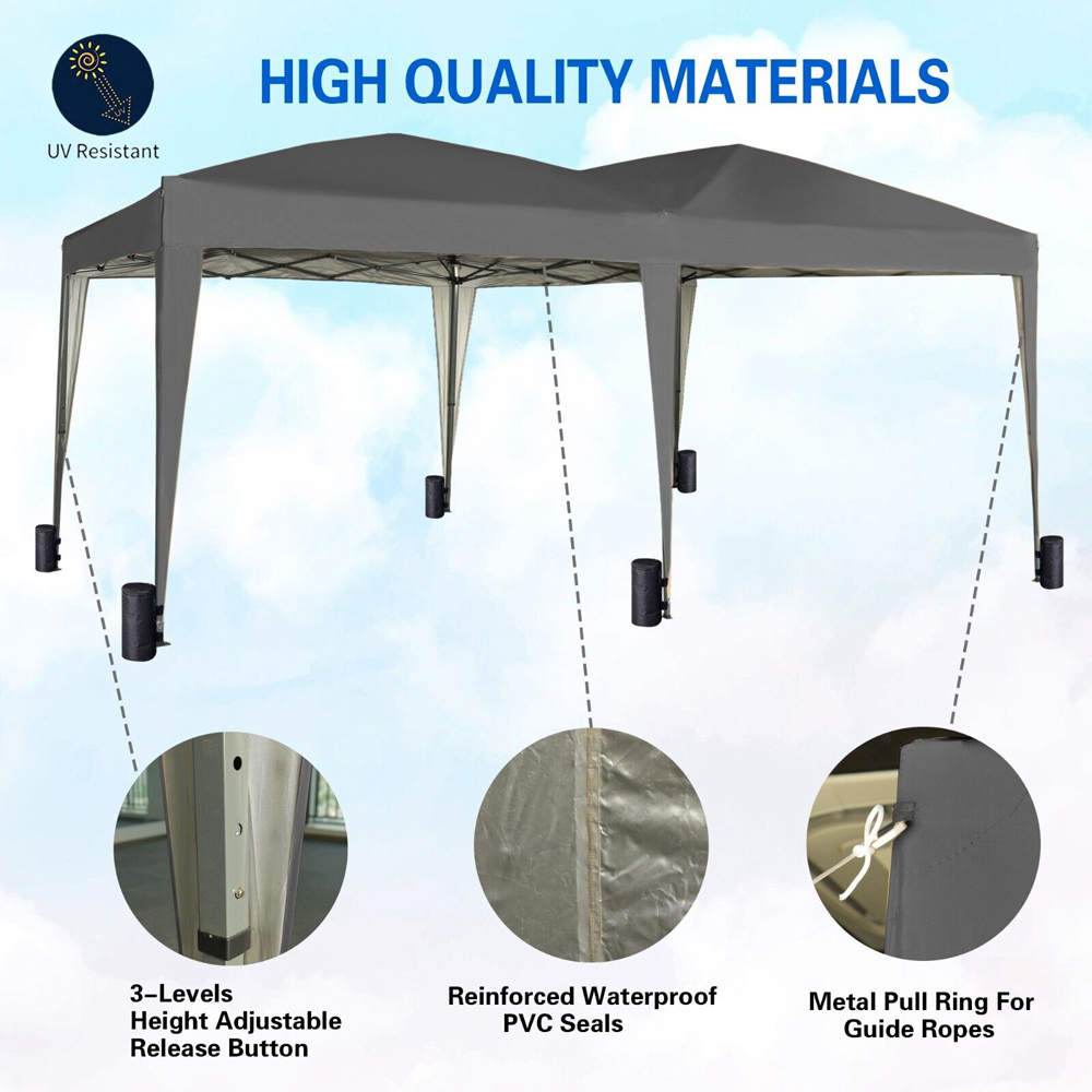 Grey 3 x 6m Pop Up Gazebo with Weight Bags and Removable Side Image 6