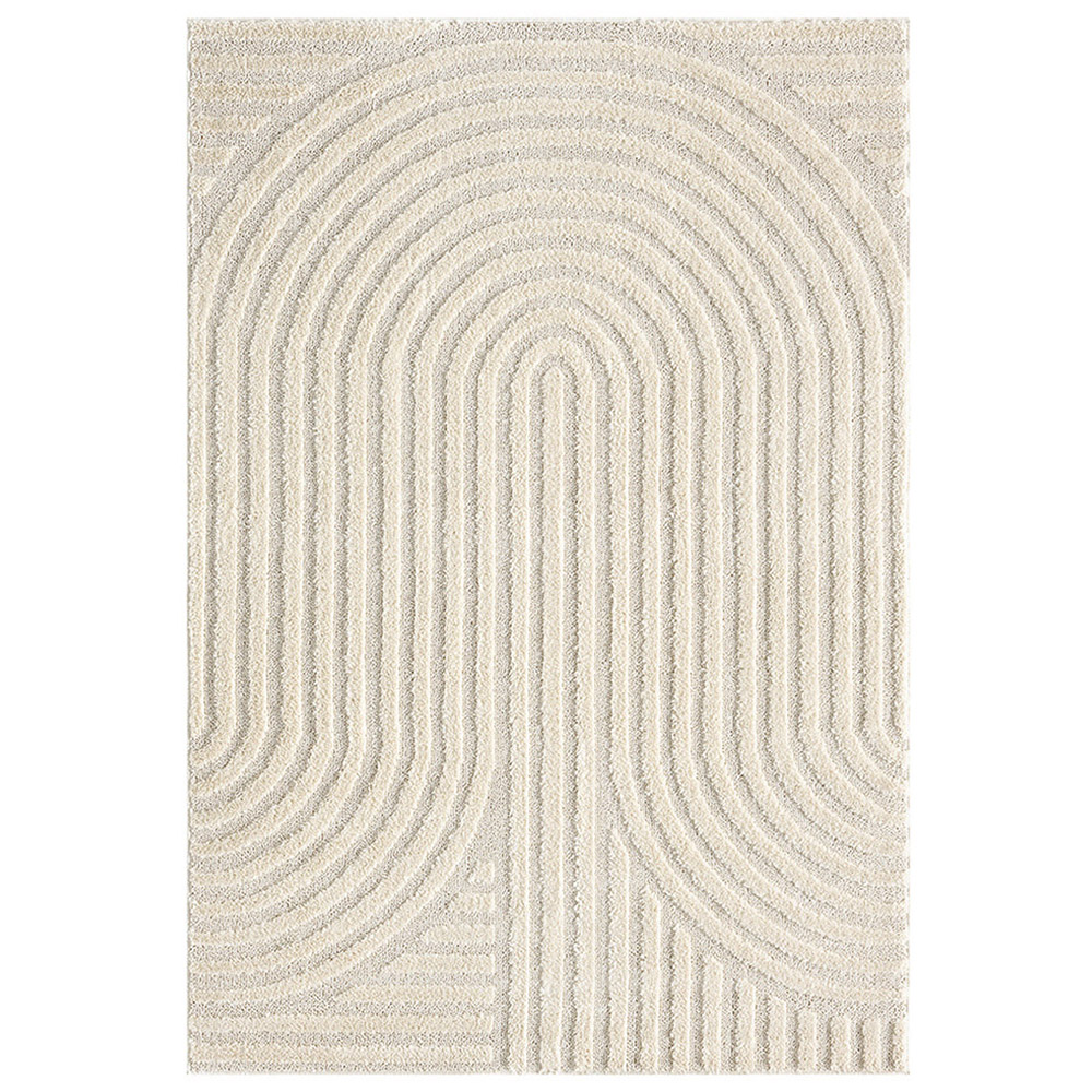 Desire Rugs Isabella Cream Embossed Mazia Arch Lines Rug 120 x 170cm Image 1