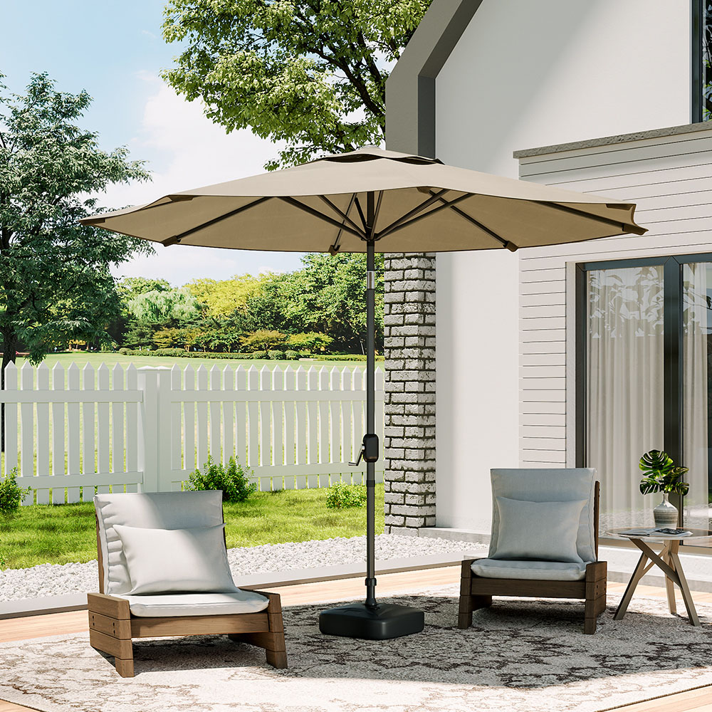 Living and Home Dark Grey LED Cantilever Parasol with Cross Base and Plastic Fillable Base 3m Image 2