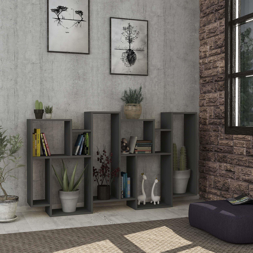 Decortie Karmato 10 Shelf Anthracite Grey Modern Bookcase Image 5