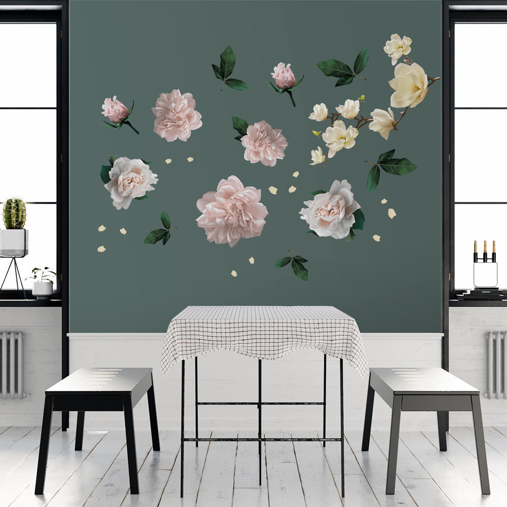Walplus Flower Theme White Magnolia with Roses Wall Stickers Image 1