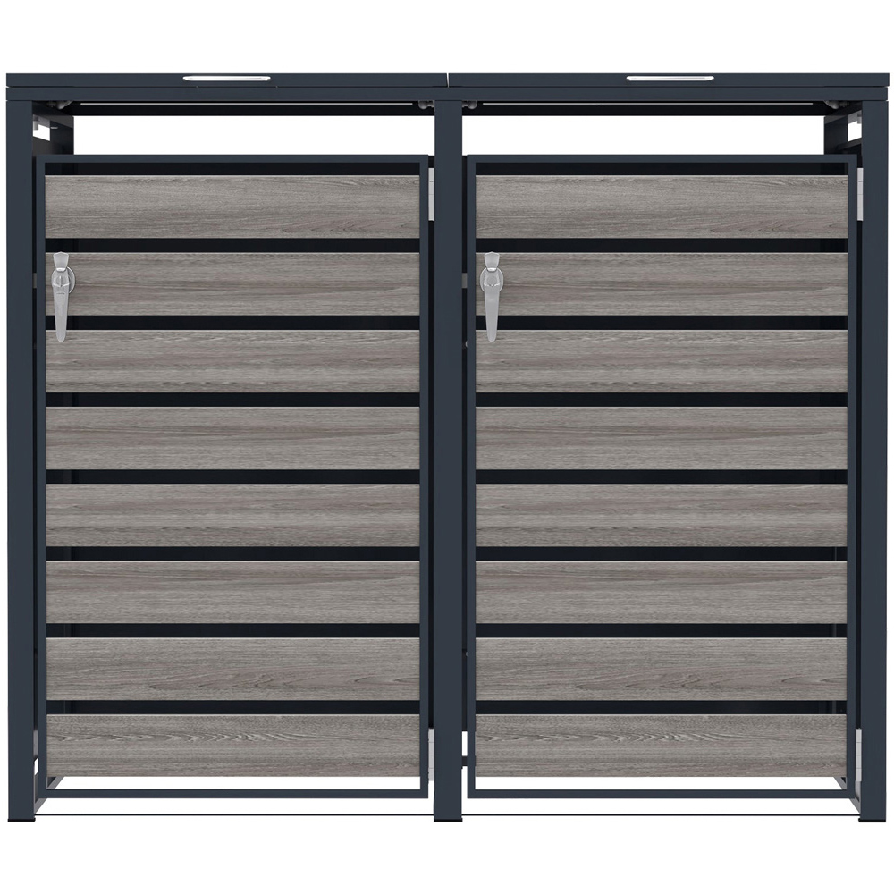 MonsterShop Anthracite Grey Wood Metal 2 Wheelie Bin Storage Shed Image 1