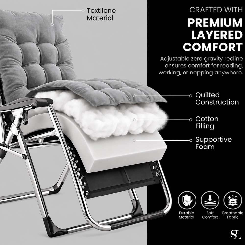 Smart Living Grey Zero Gravity Chair with Cushion and Pillow Image 5