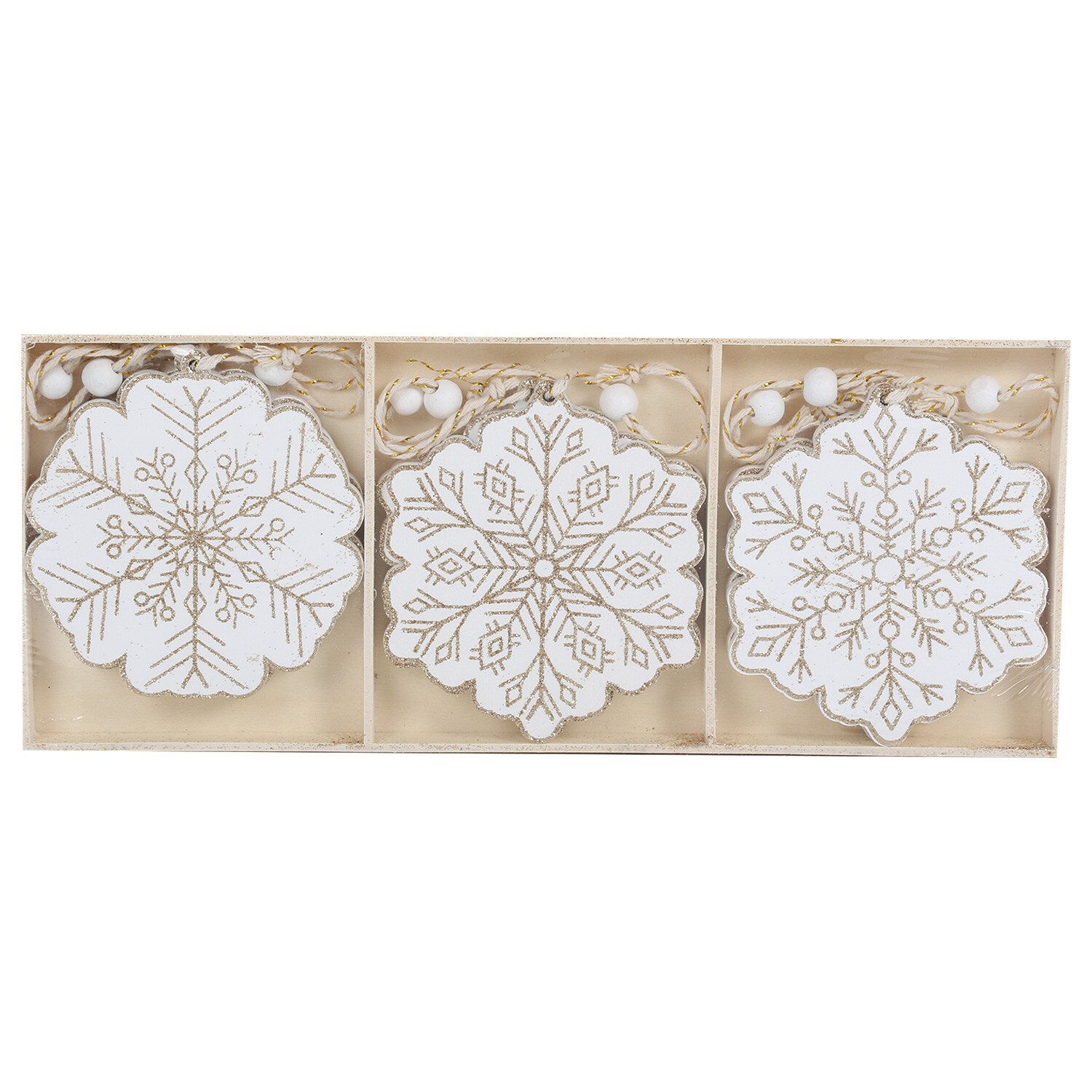 White and Gold Snowflake 9 Pack Image