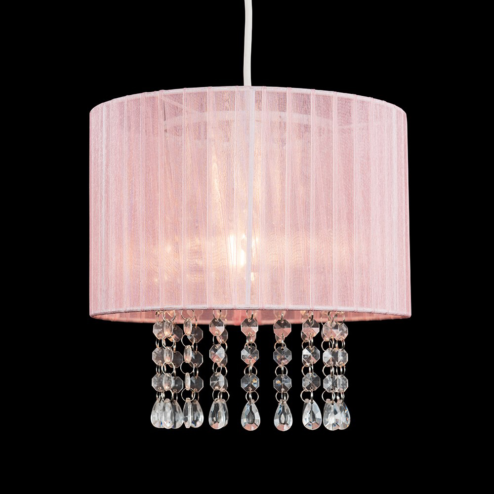 ValueLights Oba Dusky Pink with Droplets Ceiling Pendant Lamp Shade Image 5