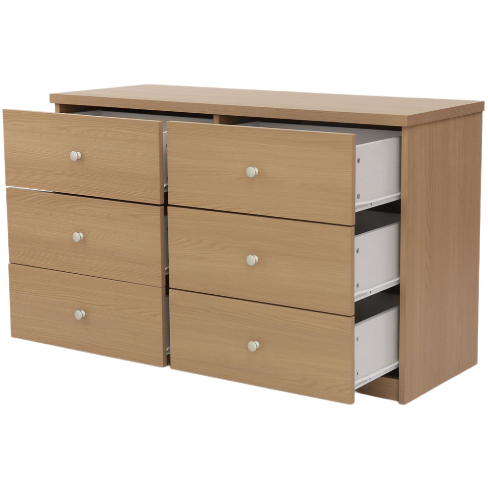 Core Products Freya 6 Drawer Smoked Oak Foil Finish Double Wide Chest of Drawers Image 3