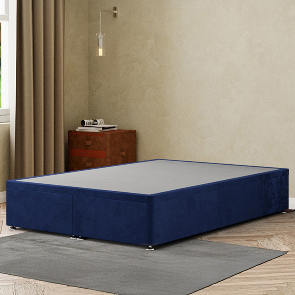 Portland Simple Double Navy Plush Ottoman Divan Base Image 1