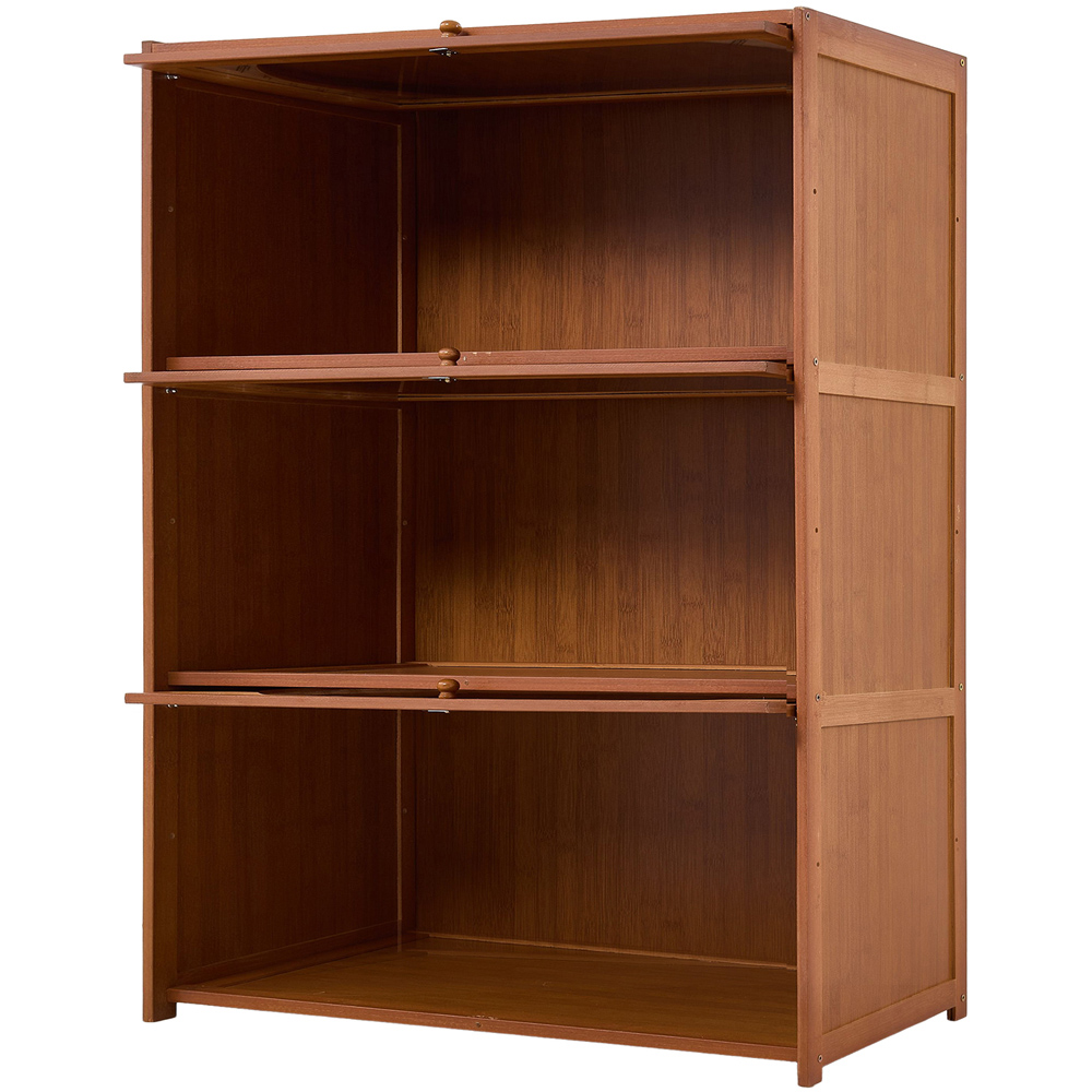 Living and Home 3 Acrylic Door Brown Bamboo Bookcase Image 5