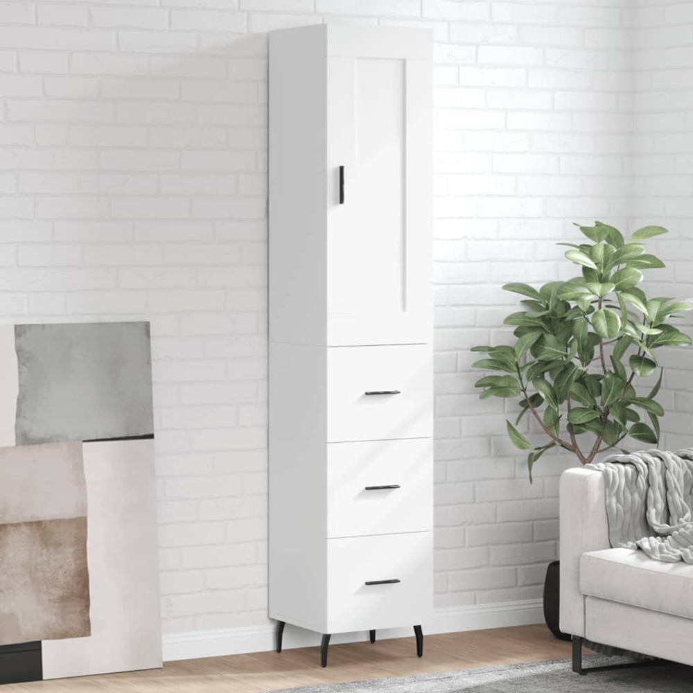 vidaXL Single Door 3 Drawer White Highboard Image 1
