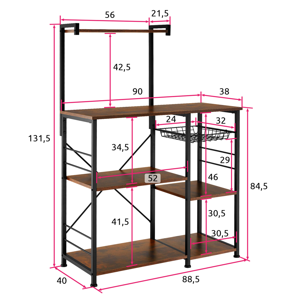 tectake Crawley 5 Shelf Dark Wood Shelving Unit Image 9
