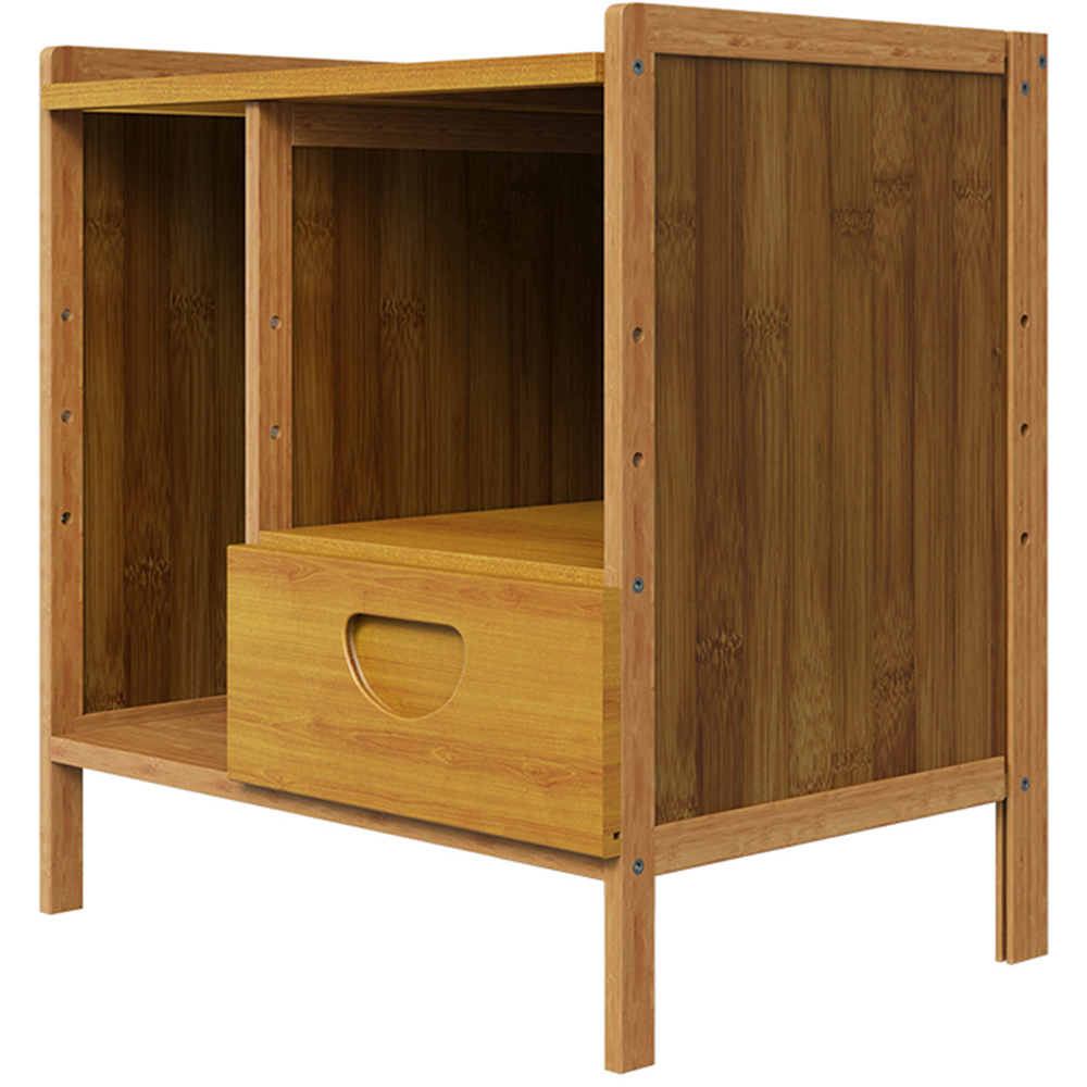 Living and Home Single Drawer 2 Shelf Tawny Bedside Table Image 2