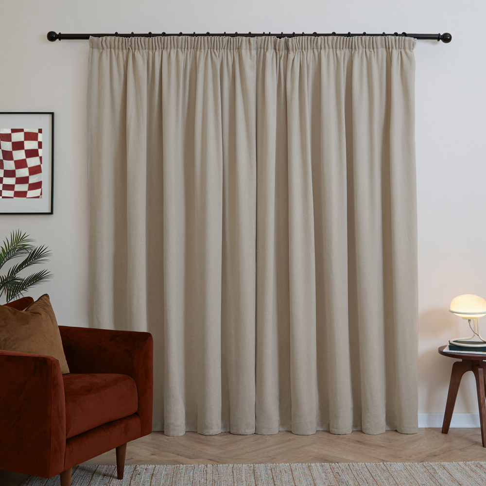 Furn Soft Chenille Natural Blackout Pencil Pleat Curtains 168 x 137cm Image 2