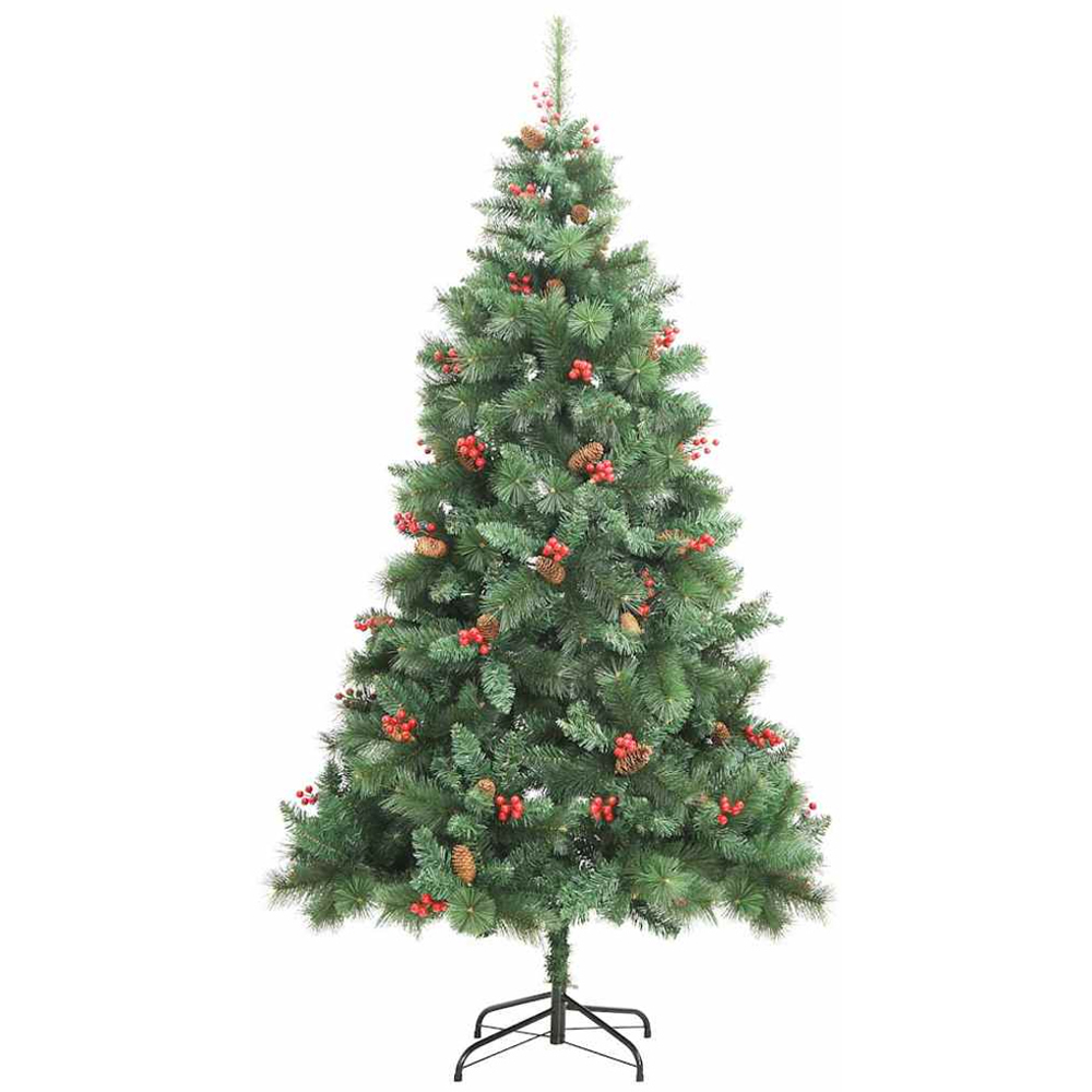 vidaXL 300 LED Pre-Lit Black Baubles Green Artificial Christmas Tree 8ft Image 5