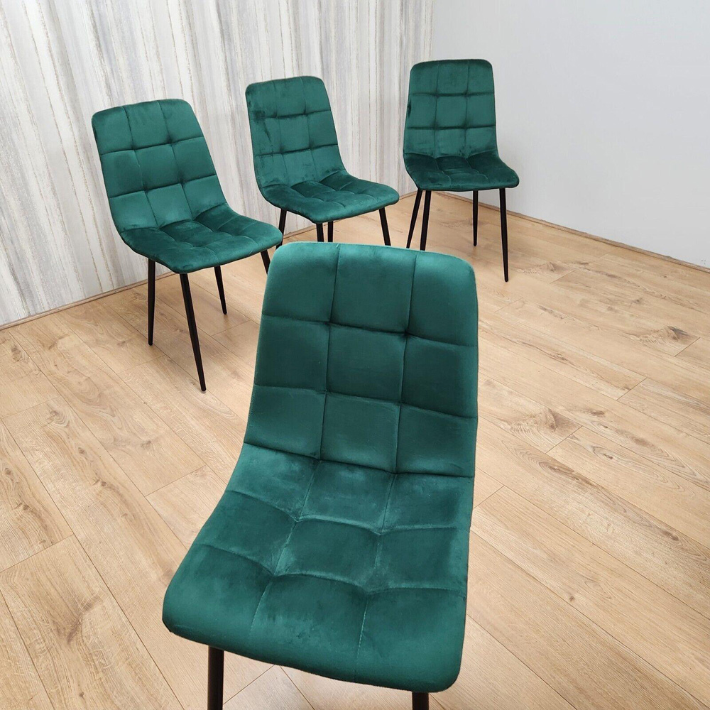 Kosy Koala 6 Seater Wooden Effect Velvet Dining Set with Bench Green Image 5