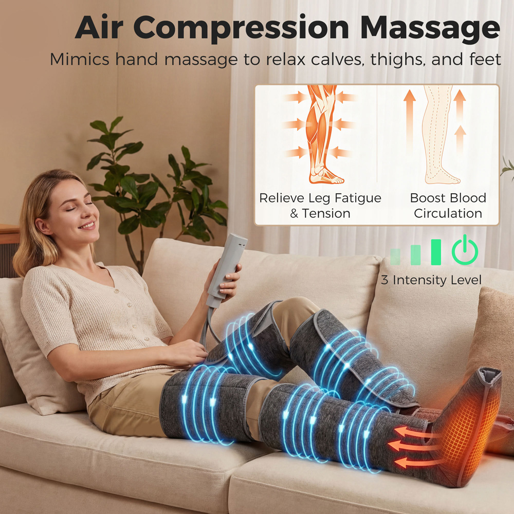 HOMCOM Grey Electric Leg Massager with Heat Image 3