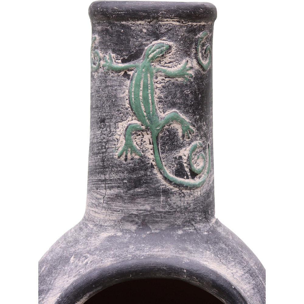 Gardeco Iguana Large Grey Mexican Chimenea with Stand and Lid Image 2