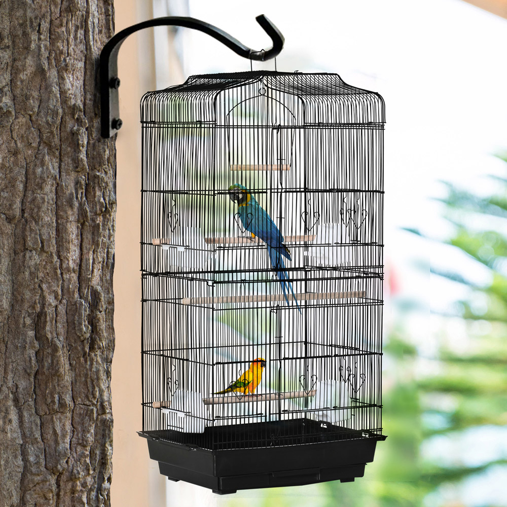 PawHut Black Large Bird Cage with Stand 92 x 47 x 36cm Image 3