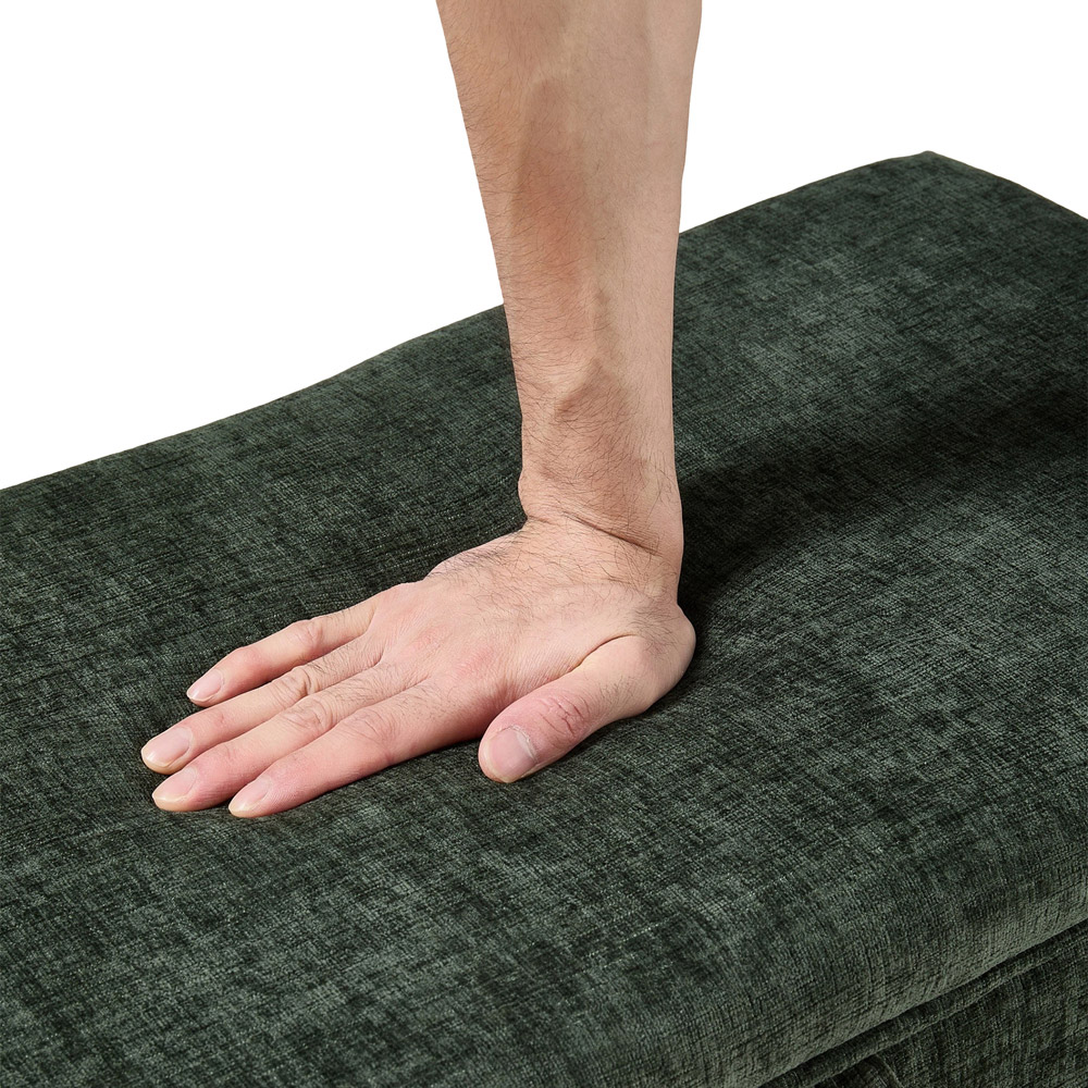 Living and Home Green Chenille Upholstered Storage Ottoman Image 5