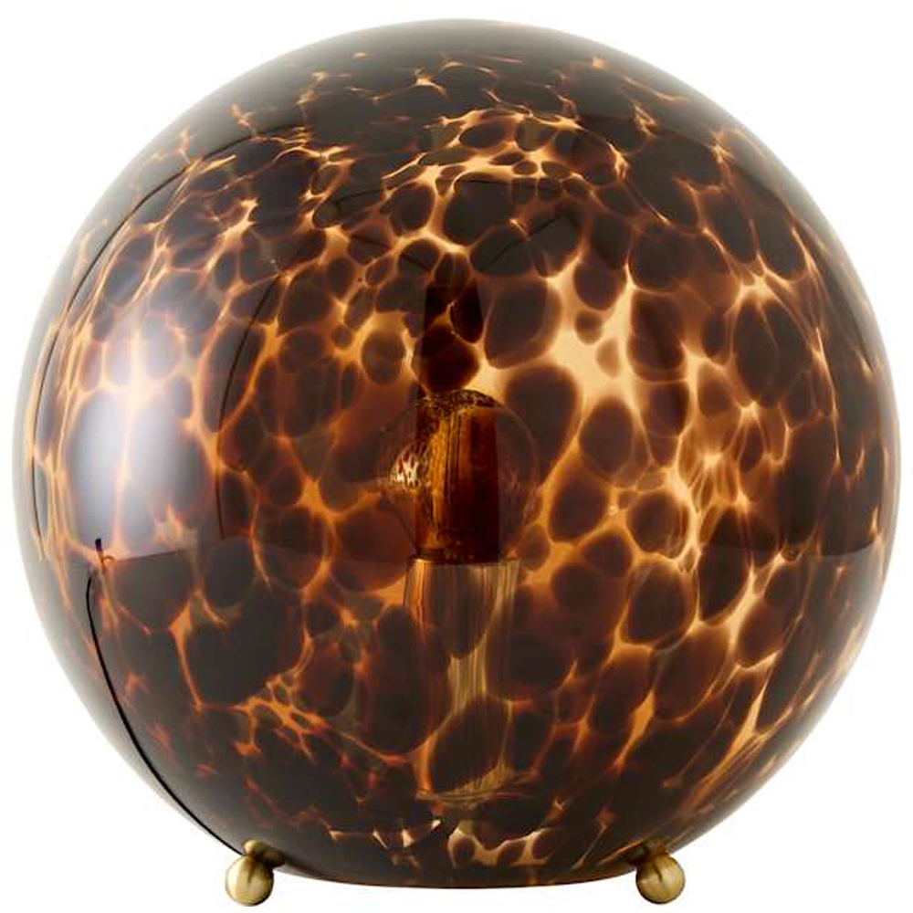 ValueLights Chiara Leopard Print Glass Globe Table Lamp with Bulb Image 1