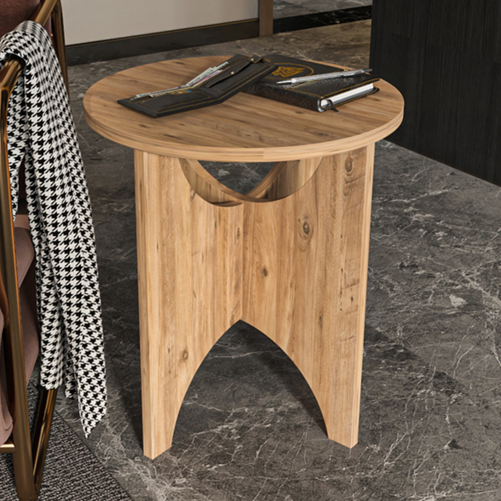 Decorotika Merit Atlantic Pine Round Side End Table Image 1