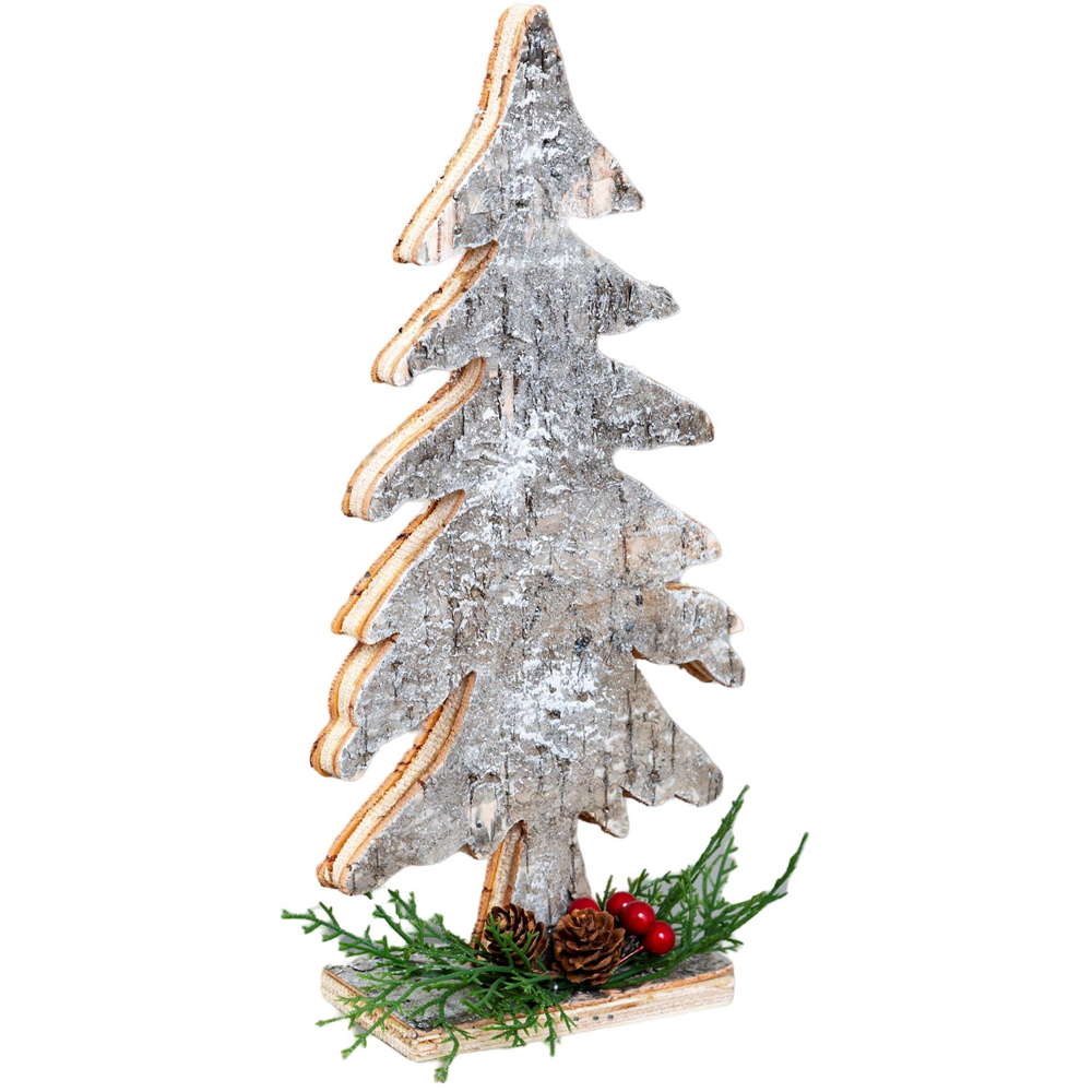 Shatchi Birch Bark Wooden Christmas Tree Decoration 30cm Image 1