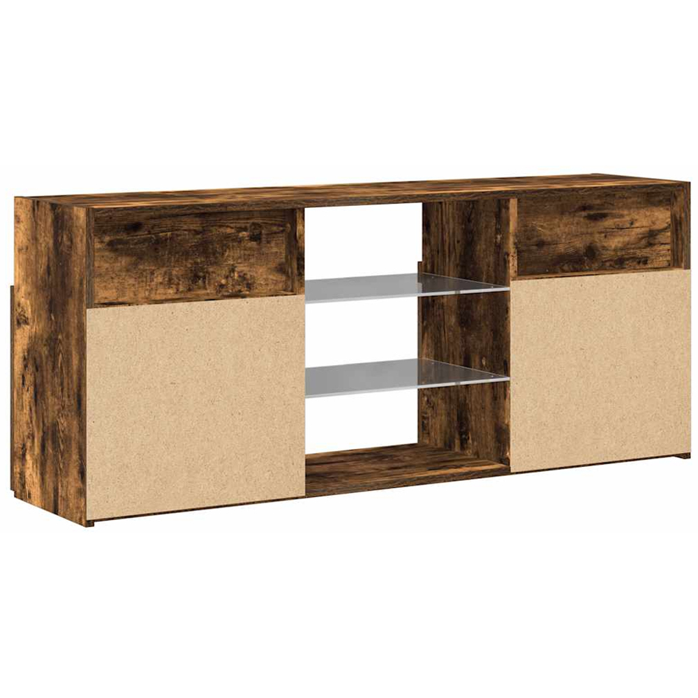 vidaXL 2 Door 4 Shelf Smoked Oak TV Cabinet with LED Lights Image 9